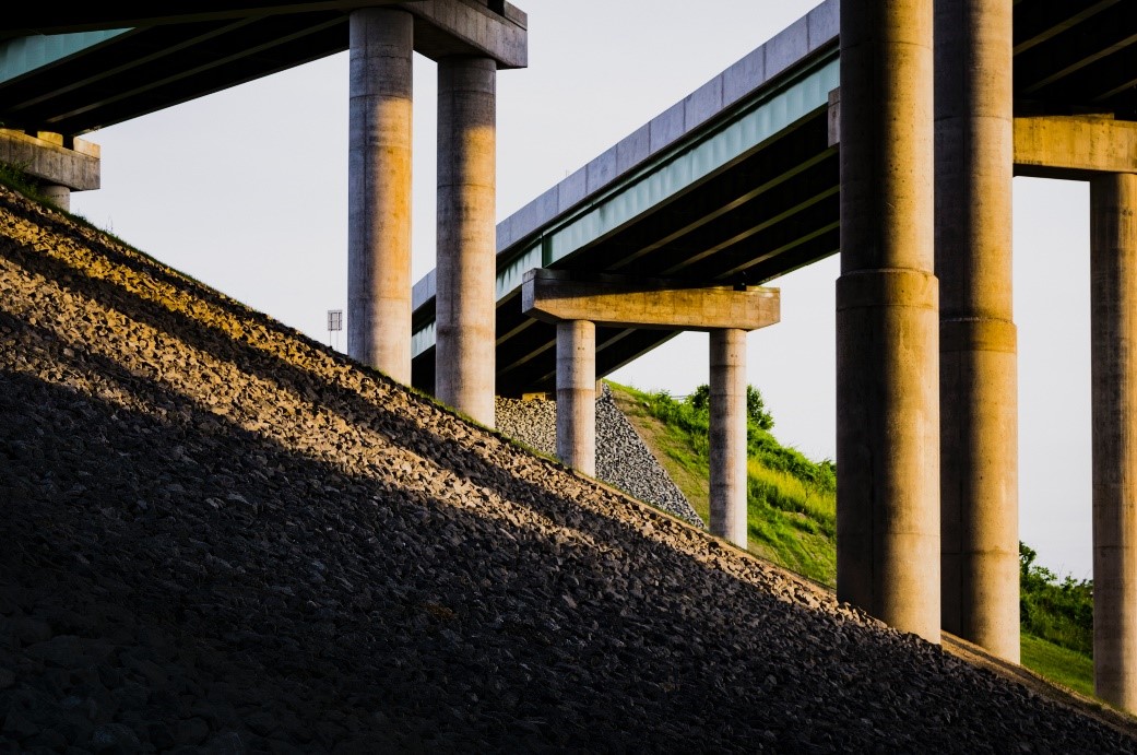 shot of highway bridges